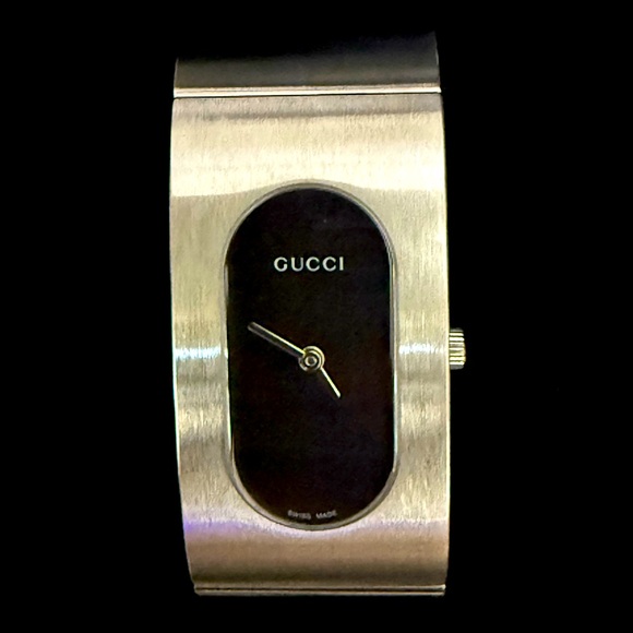 Gucci Accessories - Gucci Silver Tone Bracelet Watch with Black Dial
